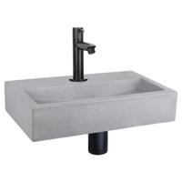Differnz Flat fonteinset beton lichtgrijs - kraan recht - 38 x 24 x 8 cm - mat zwart
