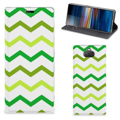 Sony Xperia 10 Plus | Hoesje met Magneet | Zigzag Groen