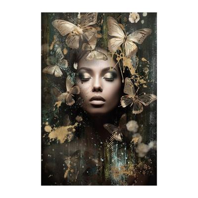 Glasschilderij - Vrouw Met Gesloten Ogen - 120 x 80 cm Glasschilderij - Vrouw Met Gesloten Ogen - 120 x 80 cm