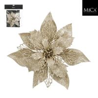 Mica Decorations Clip Poinsettia 3x20 cm Champagne Mica Decorations Clip Poinsettia 3x20 cm Champagne