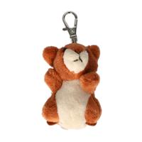 Nature Planet Knuffeldier eekhoorn sleutelhanger - zachte pluche stof - veel details - bruin - 6 cm