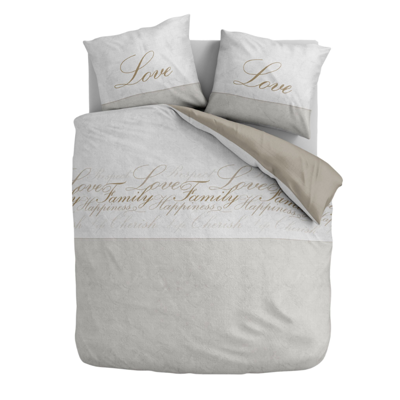 Dekbedovertrek Love & Family - Eenpersoons (140x200 Cm) - Meerkleurig Microvezel - - Fresh And Co - Dekbed-Discounter.nl