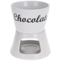 Chocolade fondue - met 2 vorken - wit - keramiek - voor 2 personen