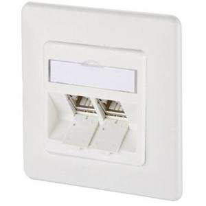 Metz Connect 130B12D21002-E Netwerkdoos Inbouw (in muur) Inzet met centraalstuk en frame CAT 6A 2 poorten Zuiver wit