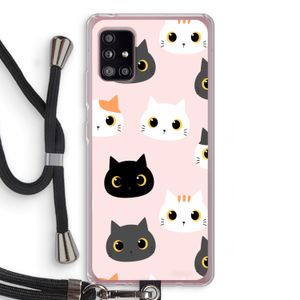 Katten: Samsung Galaxy A51 5G Transparant Hoesje met koord