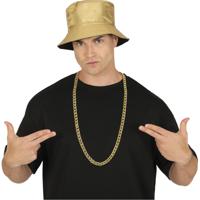 Rapper/gangster verkleed vissershoedje - goud - 80's/90's foute party - one size Rapper/gangster verkleed vissershoedje - goud - 80's/90's foute party - one size
