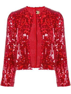 Comme Des Garçons Pre-Owned veste crop à sequins brodés - Rouge