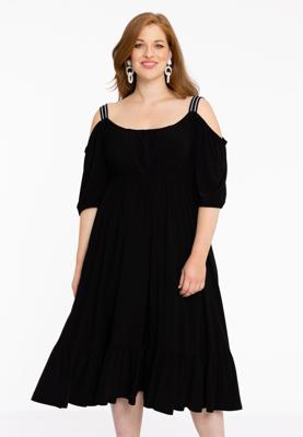 Yoek Jurk met elastische bandjes | Zwart | Maat 42/44