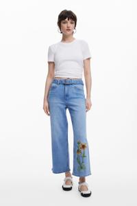 Culotte jeans zonnebloemen - BLUE - 44