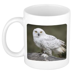 Foto mok sneeuwuil mok / beker 300 ml - Cadeau uilen liefhebber