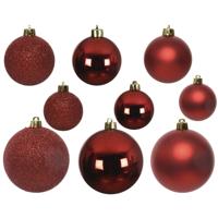 Decoris kerstballen - 30x st - rood - 4-5-6 cm - kunststof - kerstversiering