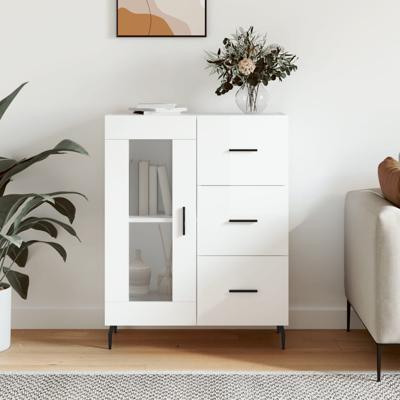 Dressoir 69,5x34x90 cm bewerkt hout hoogglans wit