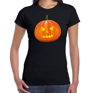 Pompoen halloween verkleed t-shirt zwart voor dames