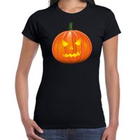 Pompoen halloween verkleed t-shirt zwart voor dames