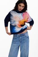 Sweatshirt met grote bloem - RED - XL