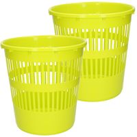 Afvalbak/vuilnisbak/kantoor prullenbak - 2x stuks - plastic - groen - 28 cm