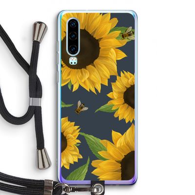 Sunflower and bees: Huawei P30 Transparant Hoesje met koord
