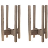 Set van 2x plantenstandaarden/voeten Historic hout 26 x 43 cm