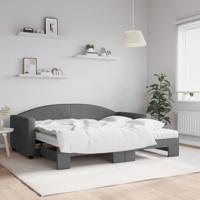 Slaapbank onderschuifbed matrassen 90x190 cm stof donkergroen