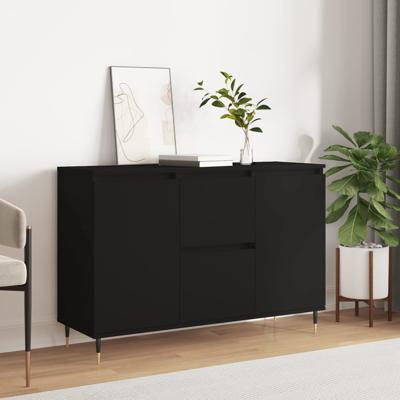 Dressoir 104x35x70 cm bewerkt hout zwart