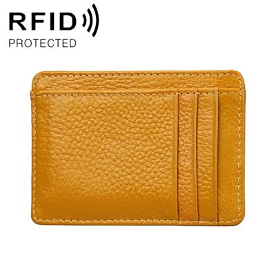 KB37 Antimagnetic RFID Litchi Texture Leather Card Holder Wallet Billfold for Men and Women (Yellow)