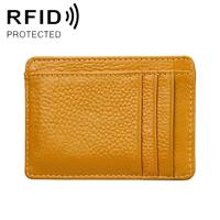 KB37 Antimagnetic RFID Litchi Texture Leather Card Holder Wallet Billfold for Men and Women (Yellow)