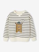 Sweater met hondenprint voor jongens wit, gestreept