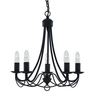 Searchlight Zwarte kroonluchterMaypole 5-lichts - 6345-5BK