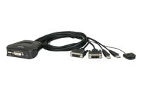 Aten 2-poorts USB DVI-kabel KVM-switch met externe poortselectieschakelaar