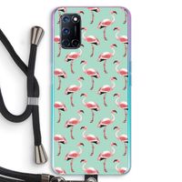 Flamingoprint groen: Oppo A52 Transparant Hoesje met koord