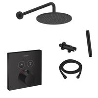 Hansgrohe Shower Select inbouw douchekraan met Saniclear Nero 30cm douchekop en wandarm regendouche zwart - thumbnail