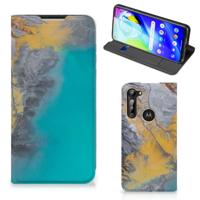Motorola Moto G8 Power | Standcase | Marble Blue Gold