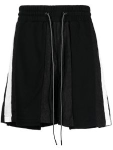 Mostly Heard Rarely Seen striped panelled cotton track shorts - Noir