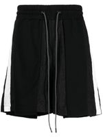 Mostly Heard Rarely Seen striped panelled cotton track shorts - Noir - thumbnail