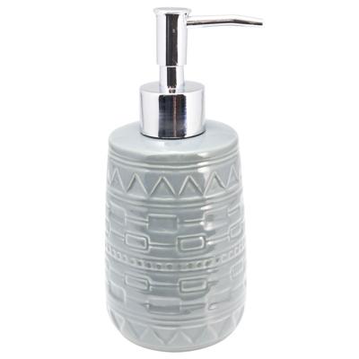 Luxury houseware Zeeppompje/dispenser - 2x - grijs - keramiek - 21 cm - toilet/keuken accessoires