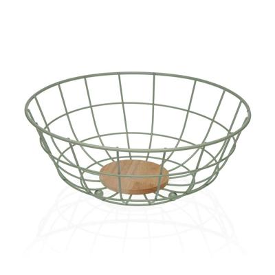 Fruitschaal Versa Groen 28 x 12 x 28 cm Hout Rubberwood Staal Ijzer