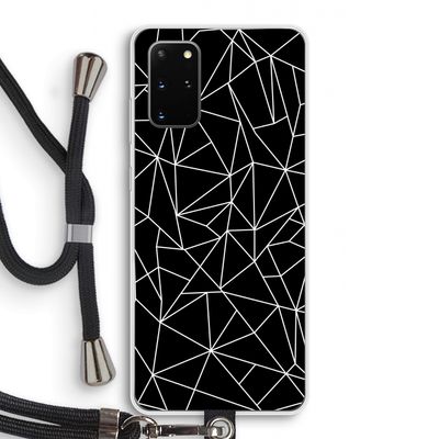 Geometrische lijnen wit: Samsung Galaxy S20 Plus Transparant Hoesje met koord