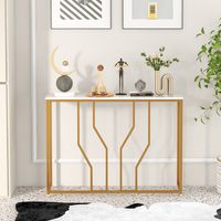 Console Tafel Marmeren Entree Tafel Modern Geometrisch Ontwerp Gouden Metalen Frame Anti-Kantel Set Inbegrepen 110 x 30 x 80 cm