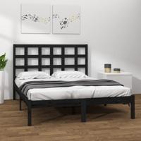 Bedframe massief hout zwart 200x200 cm