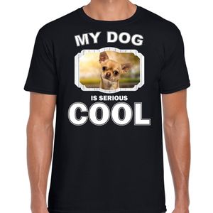 Chihuahua honden t-shirt my dog is serious cool zwart voor heren