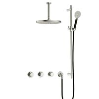 Hotbath Cobber IBS70 inbouwdouche met ronde handdouche, 15cm plafondbuis, 30cm hoofddouche en glijstang nikkel glans - thumbnail
