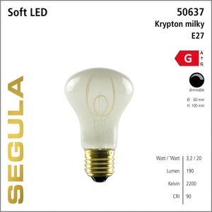 LED lamp melkglas 3,2W 190 Lumen 2200K E27 krypton vorm dimbaar Segula