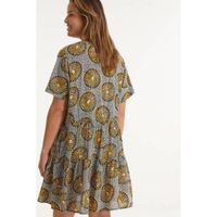 Zhenzi jurk JUNO 865 met all over print oranje/grijs - thumbnail