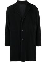 Issey Miyake Men manteau long à design plissé - Noir