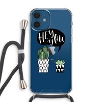 Hey you cactus: iPhone 12 mini Transparant Hoesje met koord