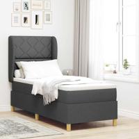 Boxspringbed met Matras Donkergrijs 80x200 cm Stof