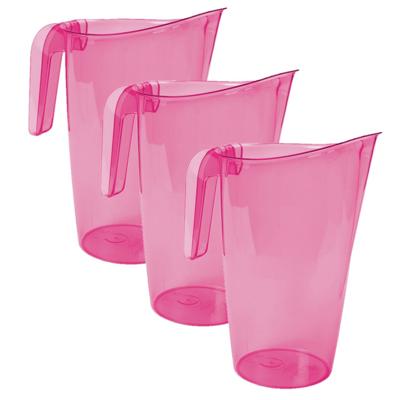 Hega Hogar Waterkan - 3x stuks - sapkan - roze - inhoud 1.75 liter - kunststof - karaf - pitcher
