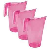 Hega Hogar Waterkan - 3x stuks - sapkan - roze - inhoud 1.75 liter - kunststof - karaf - pitcher