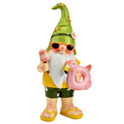 Wurm tuinkabouter - kunststeen - 26 x 12 cm - groen/kleurrijk - tuinbeeld