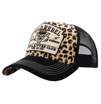 Queen Kerosin Royal Kitten Club Trucker Pet Luipaard & Zwart